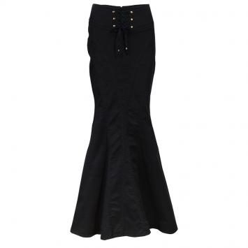 Pre Owned Roberto Cavalli Black Denim Maxi Skirt Size M