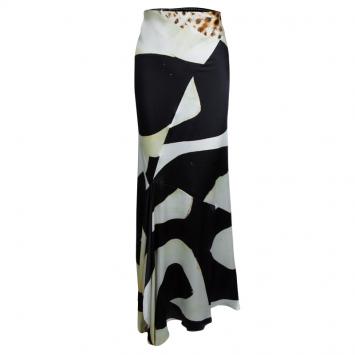 Pre Owned Roberto Cavalli Multicolor Printed Silk Asymmetric Maxi Skirt M