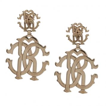 Pre Owned Roberto Cavalli Signature Gold Tone Earrings
