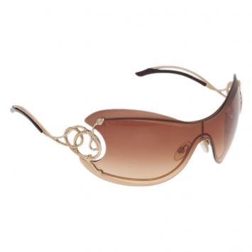 Pre Owned Roberto Cavalli Brown Cicno Serpent Shield Sunglasses