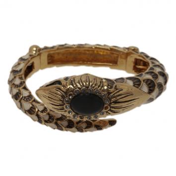 Pre Owned Roberto Cavalli Snake Black Crystal Bangle Bracelet