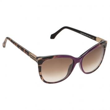 Pre Owned Roberto Cavalli Purple Jabbah Leopard Print Cat Eye Sunglasses