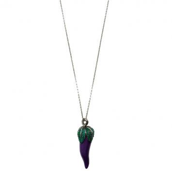 Pre Owned Roberto Cavalli Purple Pepper Pendant Necklace