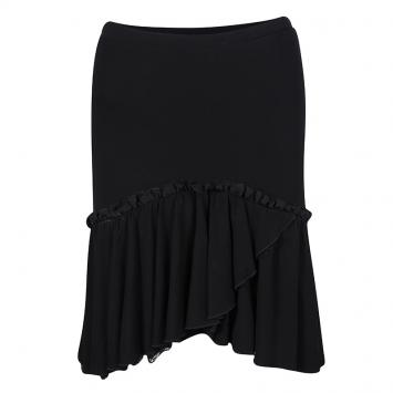 Pre Owned Roberto Cavalli Black Scallop Lace Trim Detail Ruffled Skirt S