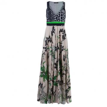Pre Owned Roberto Cavalli Cotton Tiered Maxi Dress M