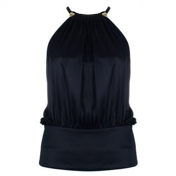 Pre Owned Roberto Cavalli Black Gold Detail Top S