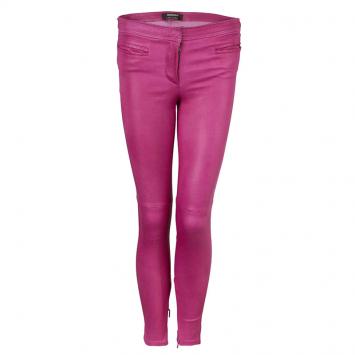 Pre Owned Roberto Cavalli Pink Leather Pants M