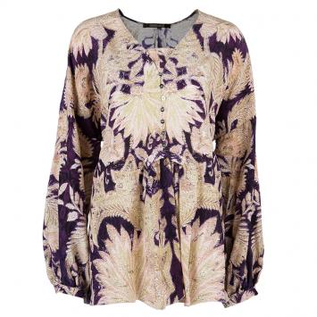 Pre Owned Roberto Cavalli Chiffon Oversized Silk Printed Top M