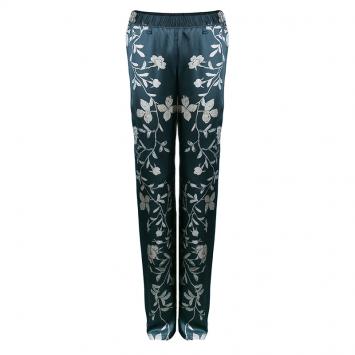 Pre Owned Roberto Cavalli Floral Print Silk Flare Pants S