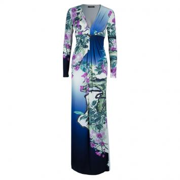 Pre Owned Roberto Cavalli Floral Printed Stretch Maxi Dress S