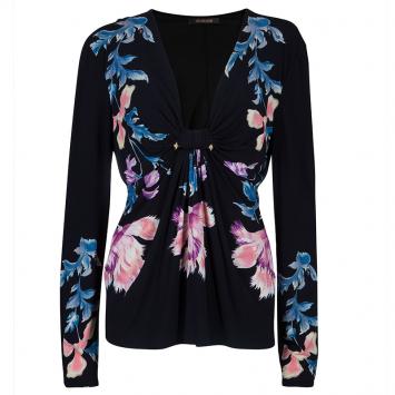 Pre Owned Roberto Cavalli Printed Long Sleeve Top L