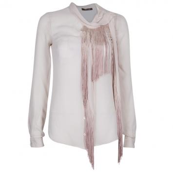 Pre Owned Roberto Cavalli Pink Fringe Chiffon Top S