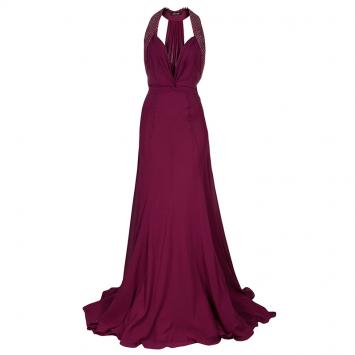 Pre Owned Roberto Cavalli Purple Embellished Dress M