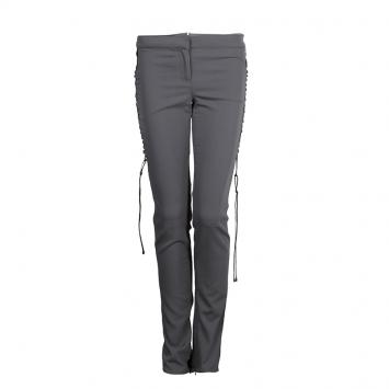 مملوكة مسبقًا Roberto Cavalli Grey Criss Cross Tie-Up Eyelet Lace Detail Trousers S