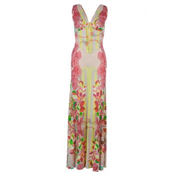 مملوكة مسبقًا Class By Roberto Cavalli Multicolor Floral Print Sleeveless Maxi Dress S