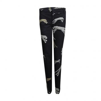 Pre Owned Roberto Cavalli Black Glitter Tiger Print Boot Cut Jeans S