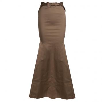Pre Owned Roberto Cavalli Tan Brown Belted Flared Maxi Skirt S