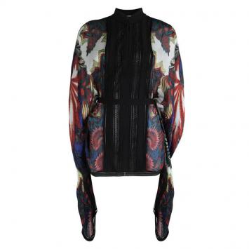 مملوكة مسبقًا Roberto Cavalli Multicolor Printed Silk Belted Kaftan S