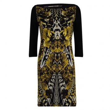 Pre Owned Roberto Cavalli Black Printed Long Sleeve Dress M