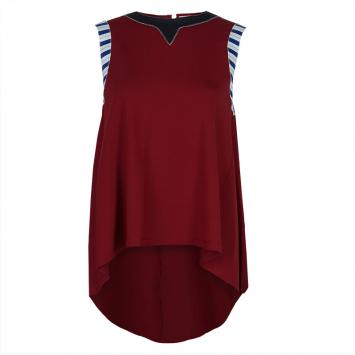 Pre Owned Roksanda Ilincic Burgundy Jersey High Low Hem Sleeveless Top M