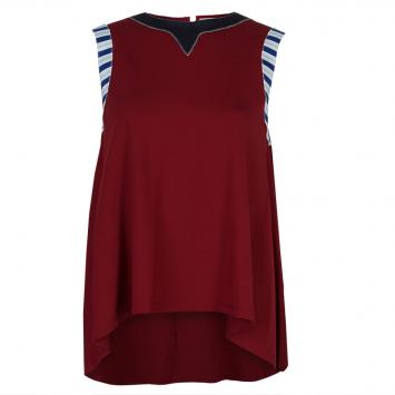 Pre Owned Roksanda Ilincic Burgundy Jersey High Low Hem Sleeveless Top S