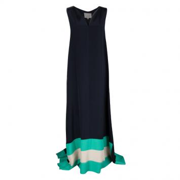 Pre Owned Roksanda Ilincic Colorblock High Low Sleeveless Maxi Dress L