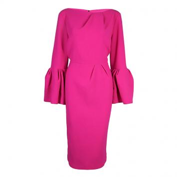 Pre Owned Roksanda Ilincic Neon Pink Trumpet Sleeve Dress L