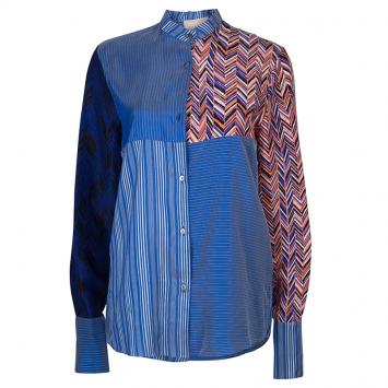 Pre Owned Roksanda Ilincic Blue Striped Silk Top S
