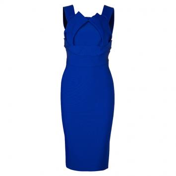 مملوكة مسبقًا Roland Mouret Electric Blue Knit Backless Bodycon Dress S