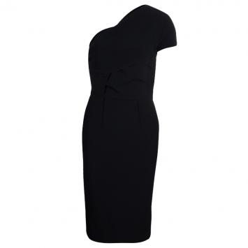 Pre Owned Roland Mouret Black Lyford One Shoulder Dress M