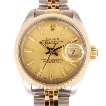 Pre Owned Rolex Champagne 18K Yellow Gold and Stainless Steel Datejust Women's Wristwatch 25MM