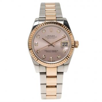 Pre Owned Rolex Pink Stainless Steel and 18K Rose Gold Datejust 178273 Women's Wristwatch 31MM