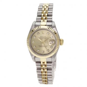 Pre Owned Rolex Champagne 18K Yellow Gold And Stainless Steel Datejust Women's Wristwatch 26MM