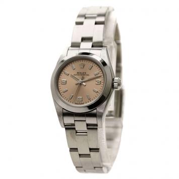 Pre Owned Rolex Pink Stainless Steel Oyster Perpetual Women's Wristwatch 24MM
