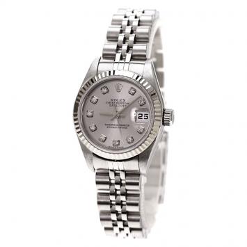 Pre Owned Rolex Silver 18K White Gold and Stainless Steel Datejust Women's Wristwatch 26MM