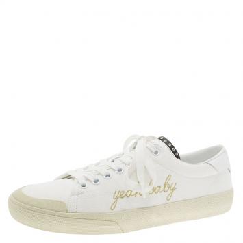 Pre Owned Saint Laurent Paris Off White Signature Court Classic Yeah Baby Low Top Sneakers Size 39