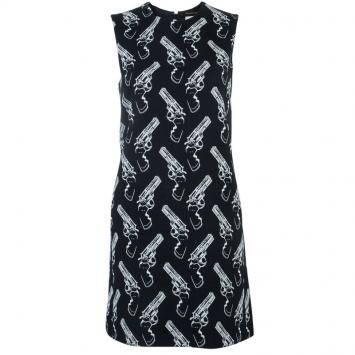 Pre Owned Saint Laurent Paris Gun Print Sleeveless Shift Dress S