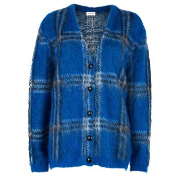 Pre Owned Saint Laurent Paris Blue Plaid Sweater M