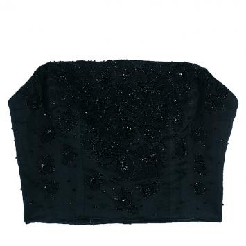 Pre Owned Saint Laurent Paris Black Beaded Crop Top M