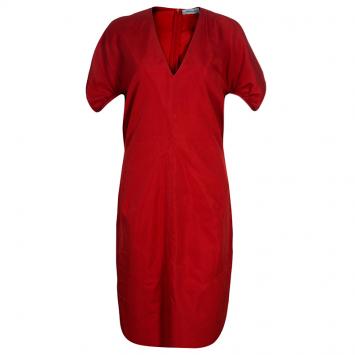 Pre Owned Saint Laurent Paris Red Short Sleeve Dress L