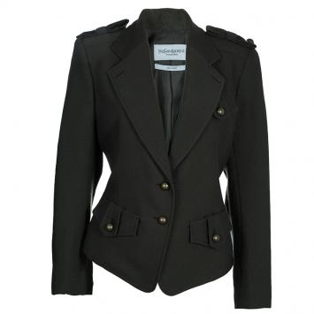 Pre Owned Saint Laurent Paris Olive Green Wool Jacket L
