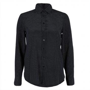 Pre Owned Saint Laurent Paris Black Polka Dot Print Long Sleeve Buttondown Silk Shirt S