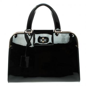 Pre Owned Saint Laurent Paris Black Patent Leather Large Uptown Satchel