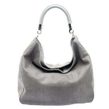 Pre Owned Saint Laurent Paris Grey Stingray Embossed Leather Roady Hobo