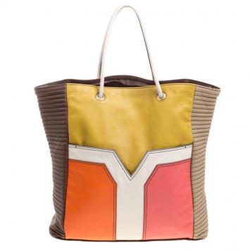 Pre Owned Saint Laurent Paris Multicolor Leather Shopper Tote