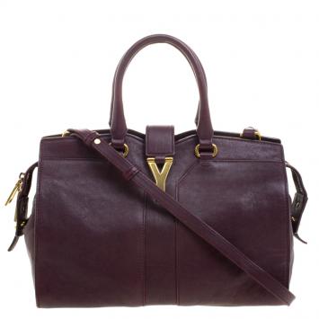 Pre Owned Saint Laurent Paris Burgundy Leather Small Cabas Chyc Tote