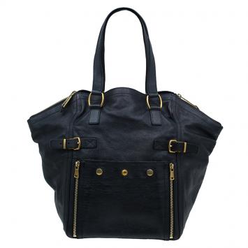 Pre Owned Saint Laurent Paris Black Leather Medium Downtown Tote Bag