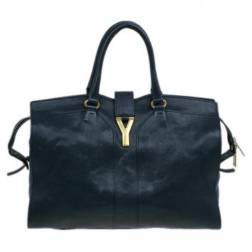 Pre Owned Saint Laurent Paris Black Leather Large Cabas Chyc Satchel Bag
