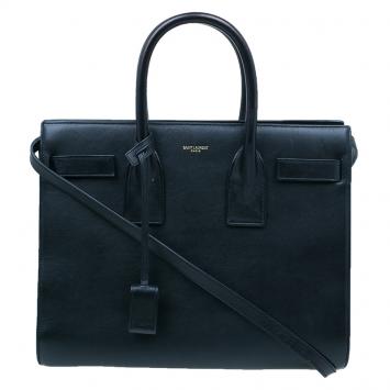 Pre Owned Saint Laurent Paris Black Leather Small Sac De Jour Tote Bag