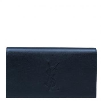 Pre Owned Saint Laurent Paris Black Leather Belle De Jour Clutch